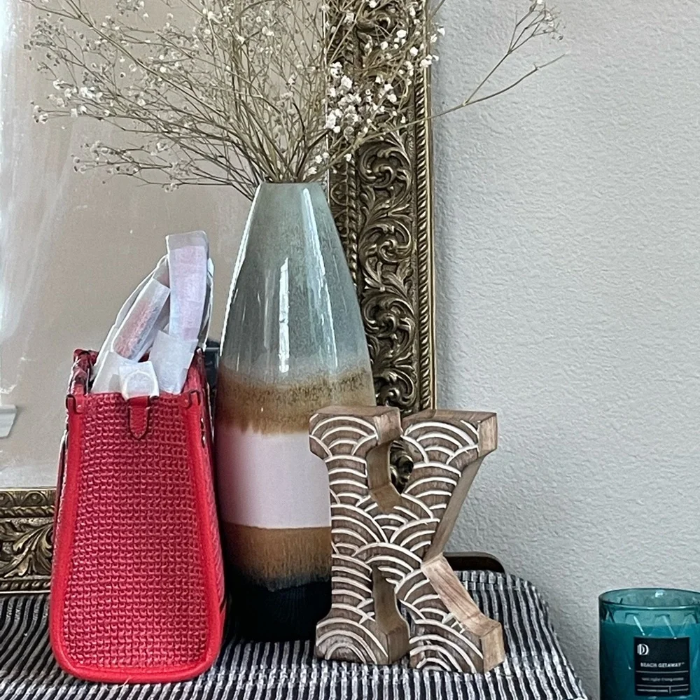 Coach Woven Summer Dempsey Tote 22 Miami Red | Resortcore Palm Beach City Chic